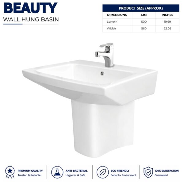 Beauty Wall hung Wash basin - Brite Sanitary Ware Beauty Wall hung Wash basin - Brite Sanitary Ware
