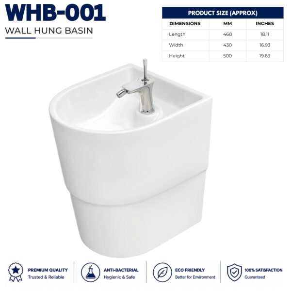 Wall Hung 001 Wash Basin - Brite Sanitary ware