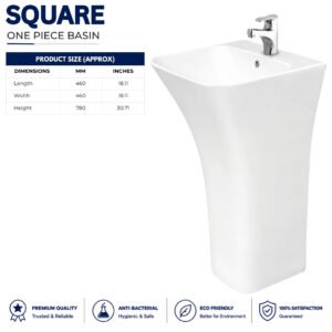 Square One Piece Basin - Brite Sanitary Ware