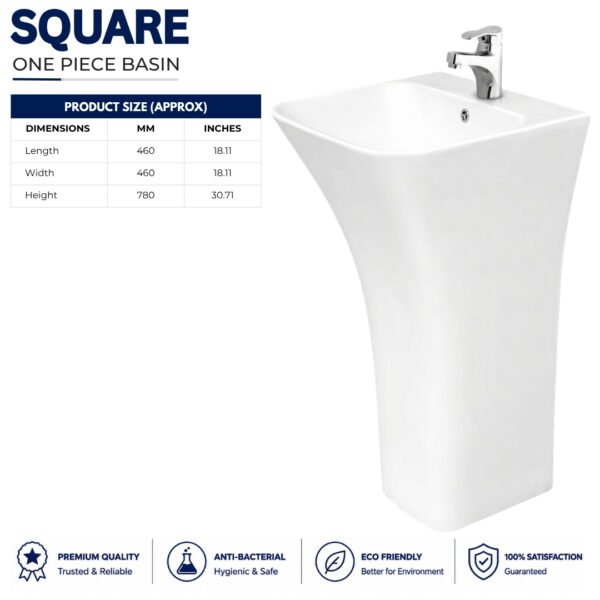 Square One Piece Basin - Brite Sanitary Ware Square One Piece Basin - Brite Sanitary Ware