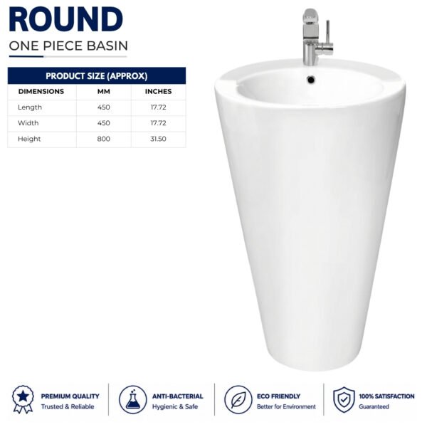 Round One Piece Basin - Brite Sanitary Ware