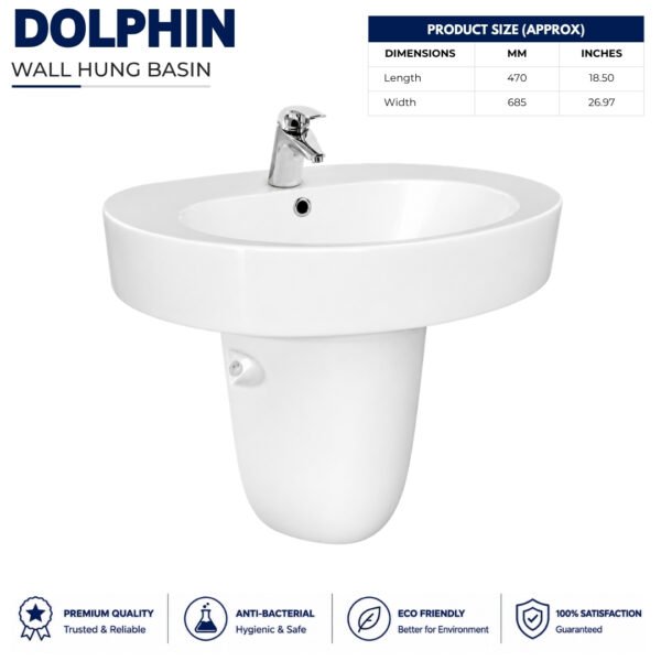 Dolphin Wall Hung Basin - Brite Sanitary Ware