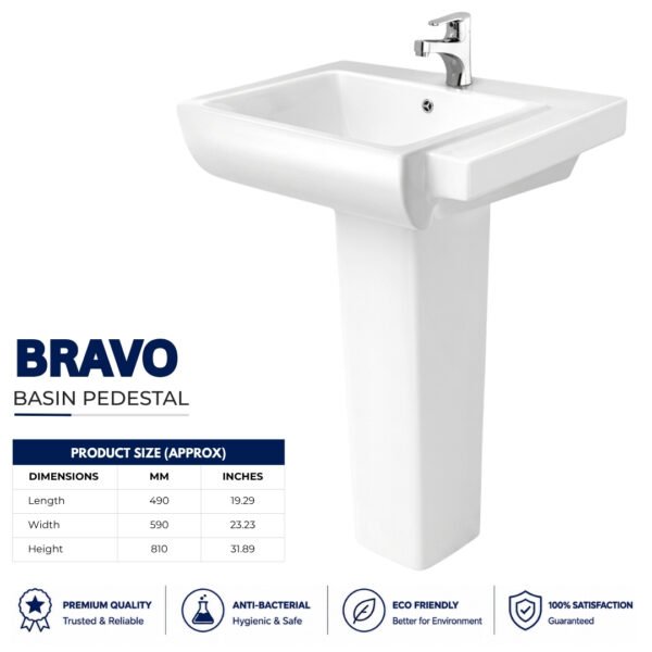 Bravo Wash Basin Pedestal - Brite Sanitary Ware