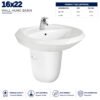 16x22 Wall hung Wash Basin - Brite Sanitary Ware