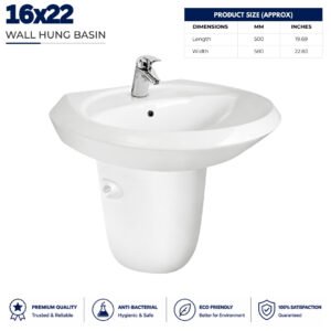 16x22 Wall hung Wash Basin - Brite Sanitary Ware 16x22 Wall hung Wash Basin - Brite Sanitary Ware