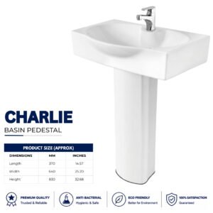 Charlie Wash Basin Pedestal - Brite Sanitary Ware Charlie Wash Basin Pedestal - Brite Sanitary Ware