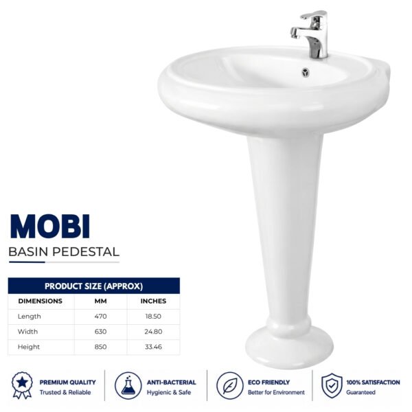 Mobi Wash Basin Pedestal - Brite Sanitary Ware