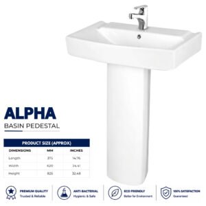 Alpha Wash Basin Pedestal - Brite Sanitary Ware Alpha Wash Basin Pedestal - Brite Sanitary Ware