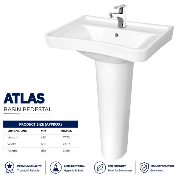 Atlas Wash Basin Pedestal - Brite Sanitary Ware