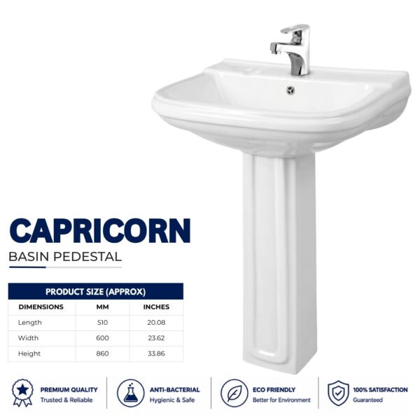 Capricorn Wash Basin Pedestal - Brite Sanitary Ware Capricorn Wash Basin Pedestal - Brite Sanitary Ware
