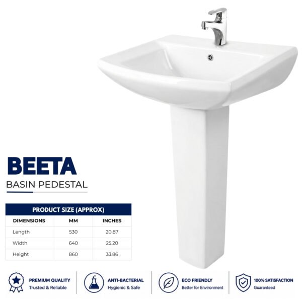 Beeta Wash Basin Pedestal - Brite Sanitary Ware