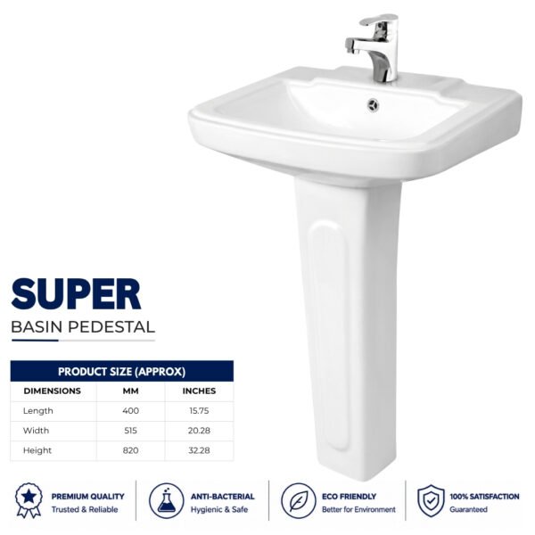 Super Wash Basin Pedestal - Brite Sanitary Ware