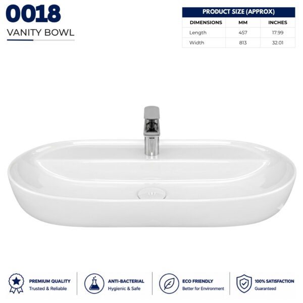Vanity Bowl 18x32 Countertop Wash Basin